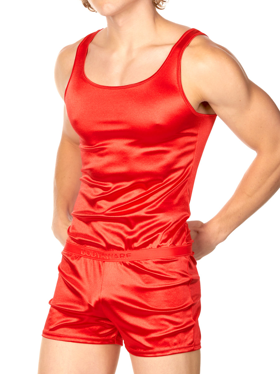 Men's red satin step-in