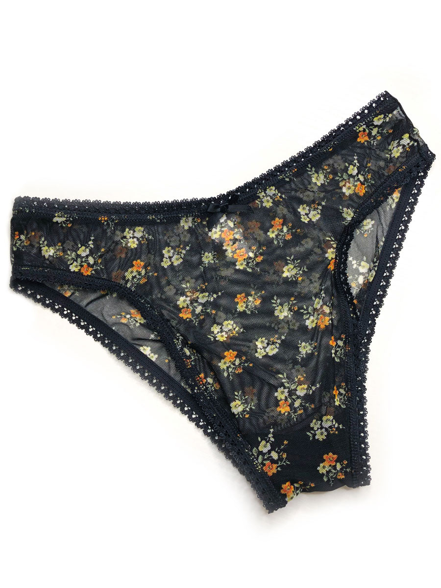 men's black floral mesh panties - XDress