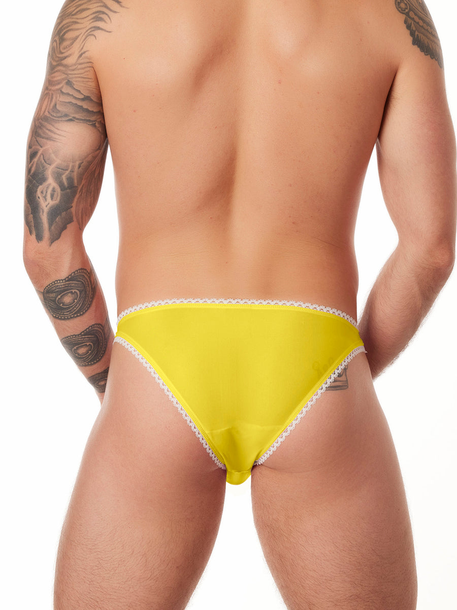 men's yellow mesh picot panties - XDress UK