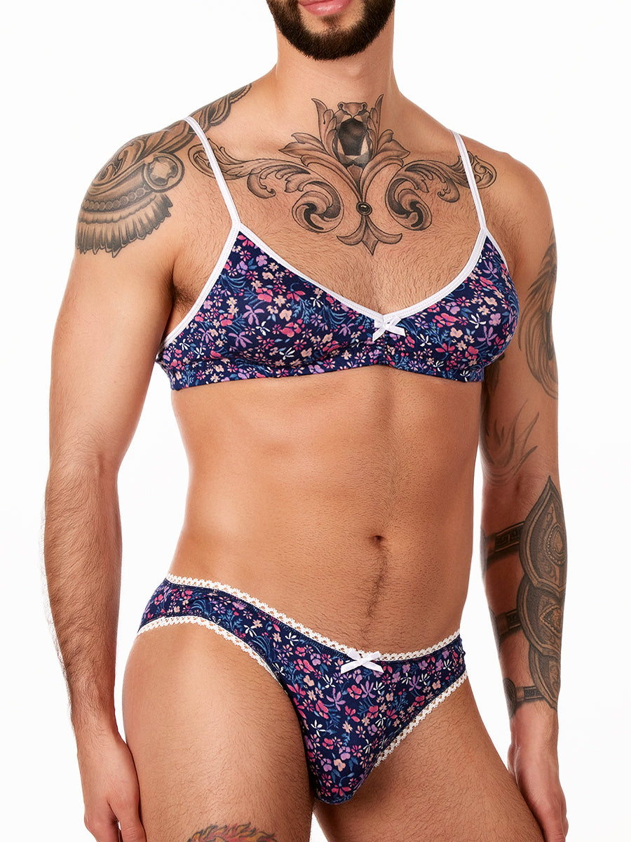 men's blue floral bra