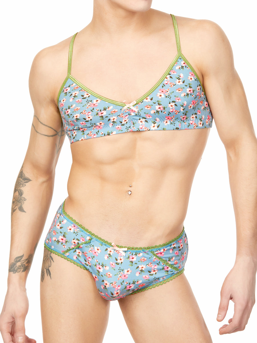 Men's blue floral bra