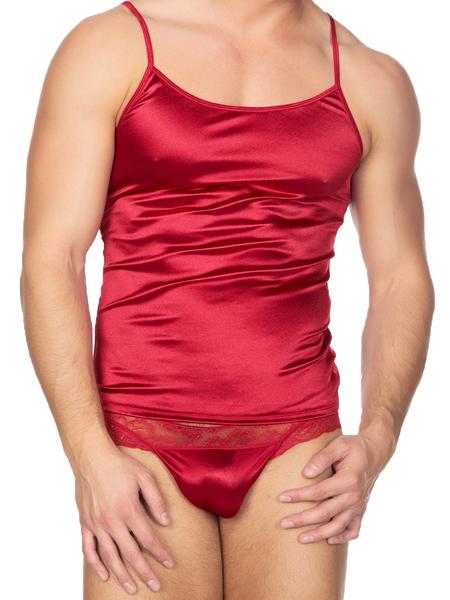 Men's Red Satin Camisole