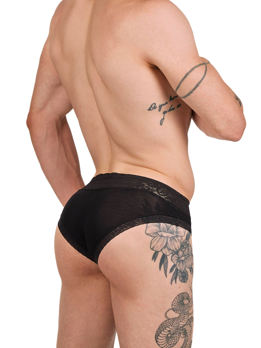 Men's Black Lace & Modal Panties - XDress UK