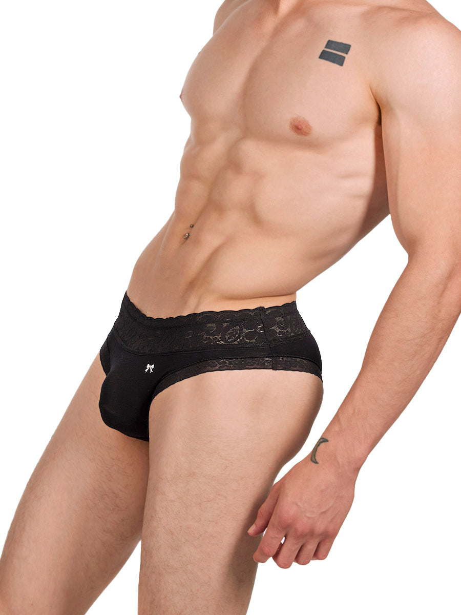 Men's Black Lace & Modal Panties - XDress UK