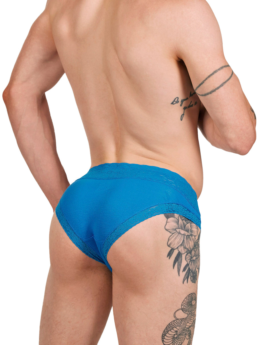 Men's Blue Lace & Modal Panties - XDress UK