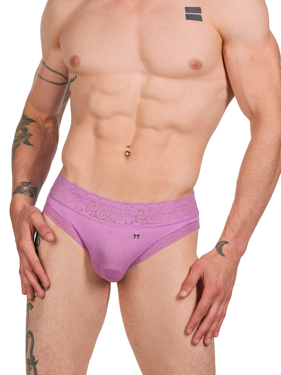 men's purple lace & modal panties - XDress UK