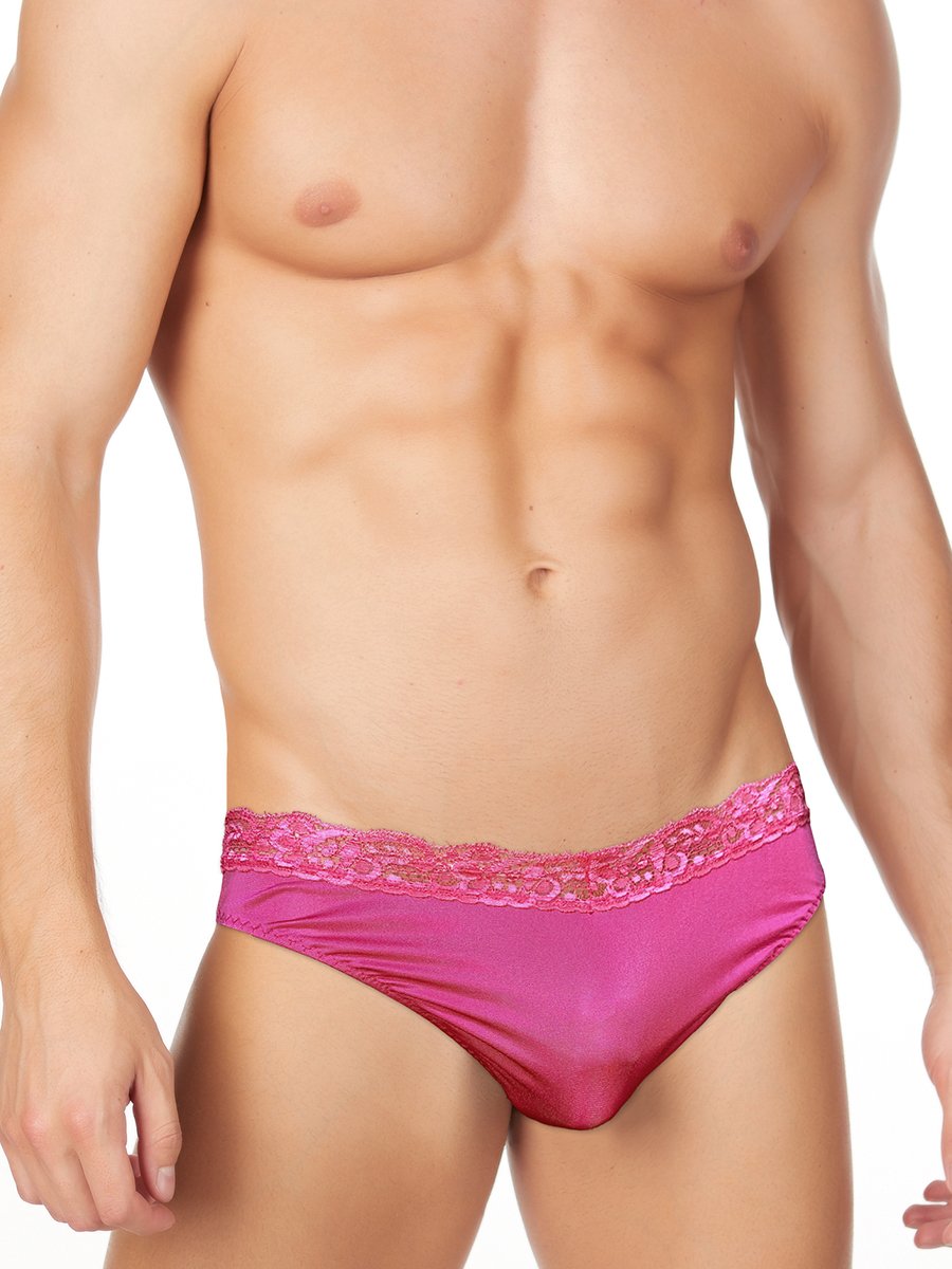 men's pink satin and lace panties
