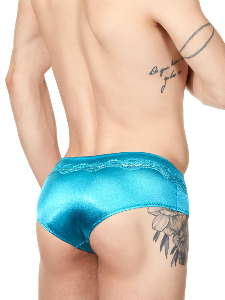 Men's Blue Satin and Lace Panty