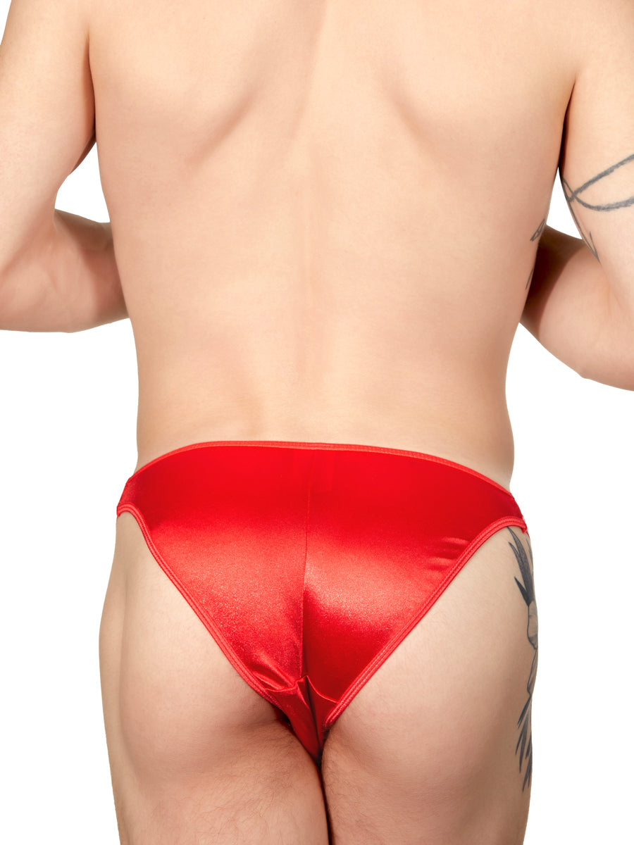 Men's red satin tanga