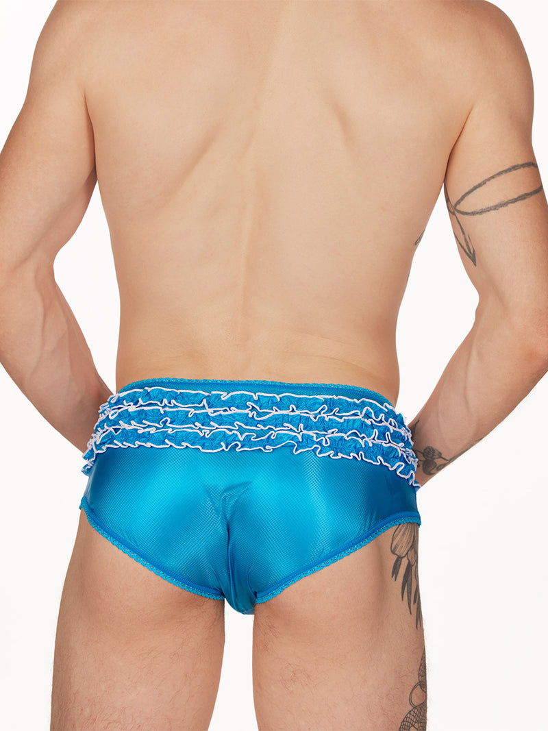 men's blue nylon ruffle panties - XDress UK