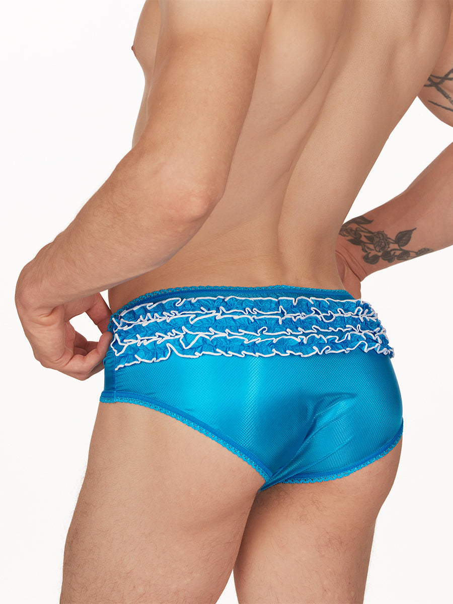 men's blue nylon ruffle panties - XDress UK