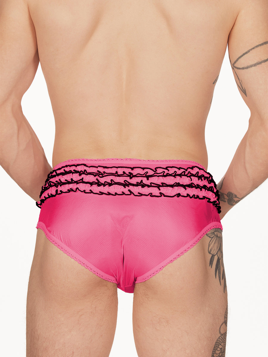 men's pink nylon frilly panties - XDress UK