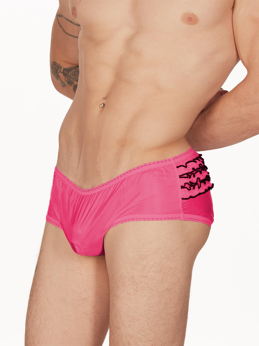 men's pink nylon frilly panties - XDress UK