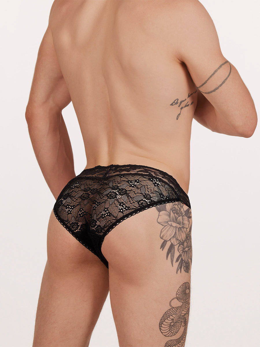 men's black lace bikini panties - XDress UK