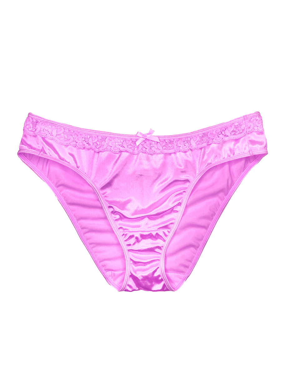 Men's purple satin and lace panty