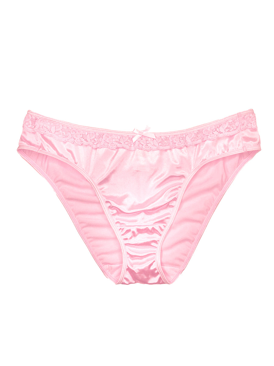 Men's pink satin and lace panty