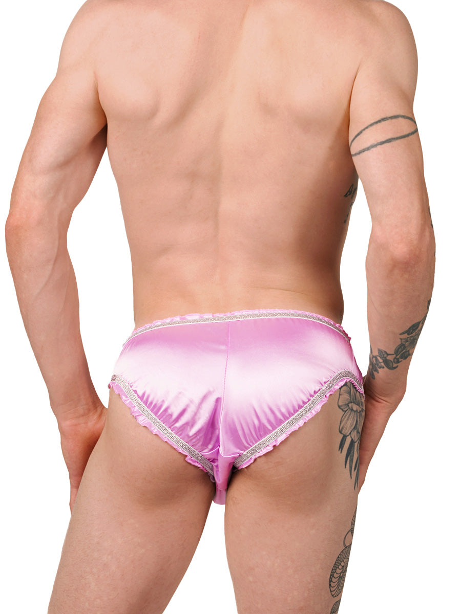 men's pink satin ruffle panties - XDress UK