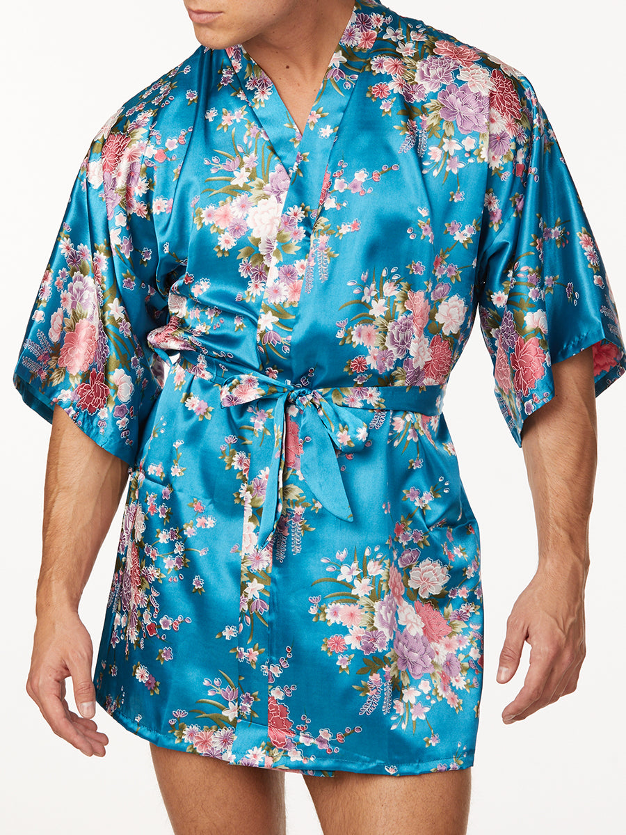 Men's Satin Floral Print Robe