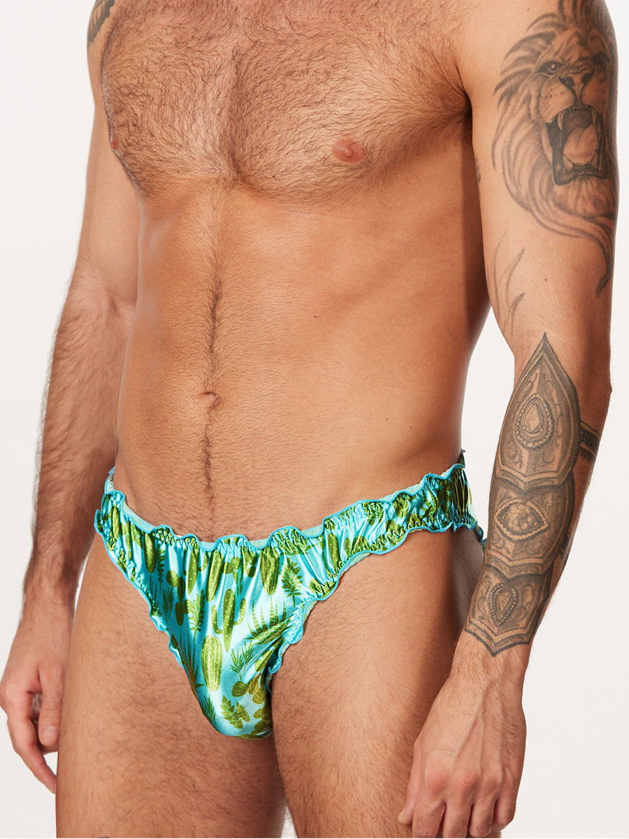 men's satin cactus print briefs - XDress UK