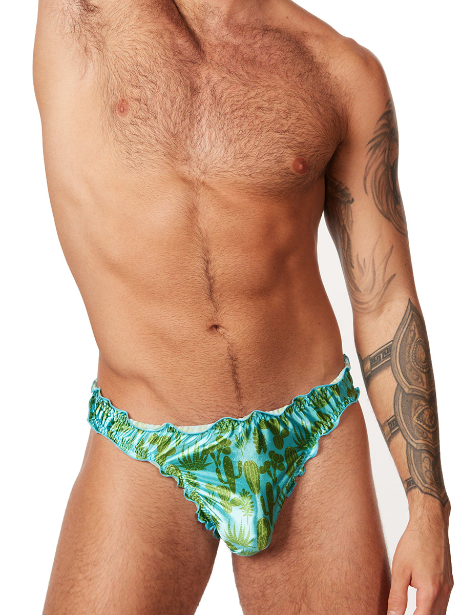 men's satin cactus print thong - XDress UK