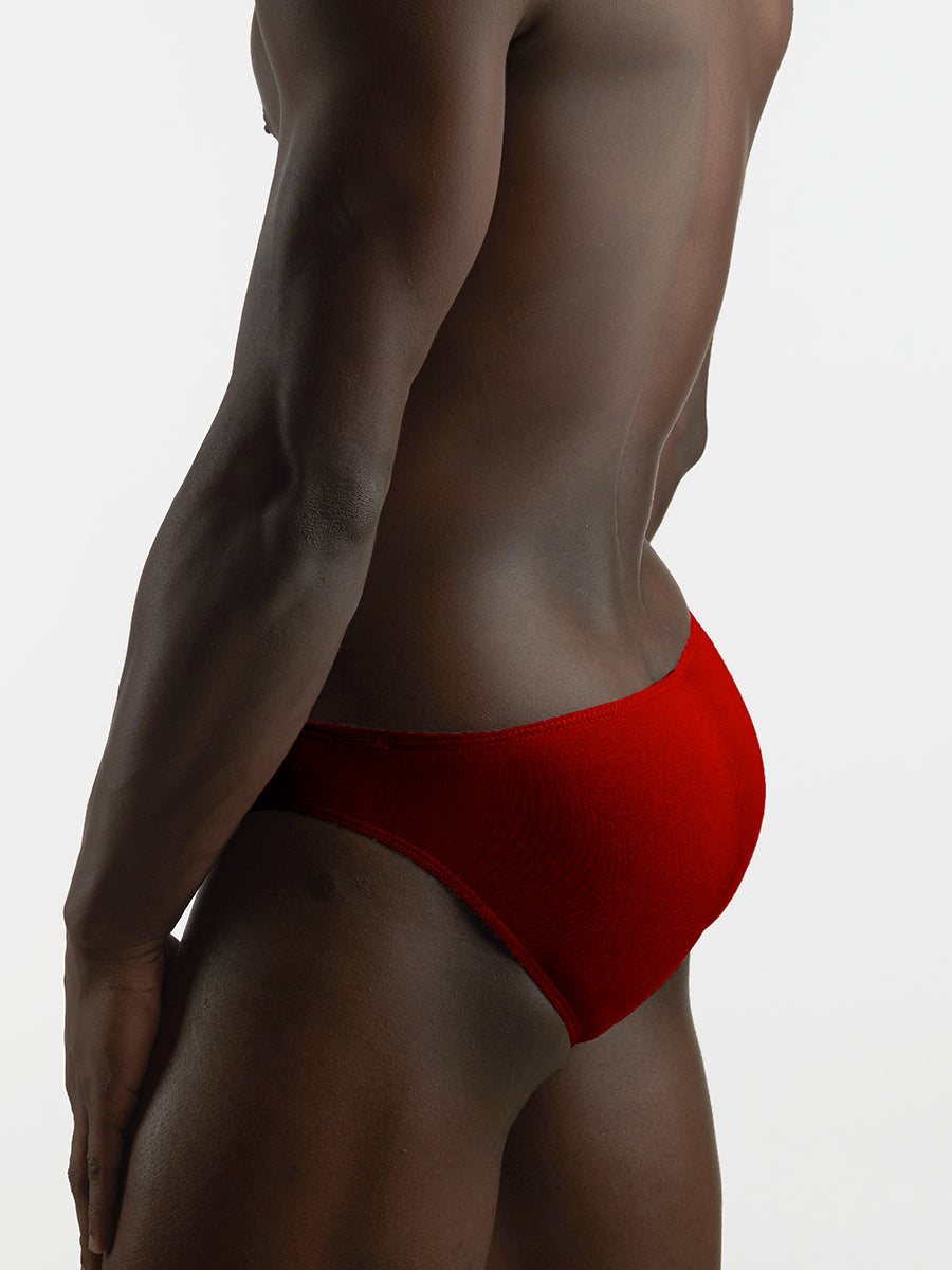 Men's red bikini cut panties