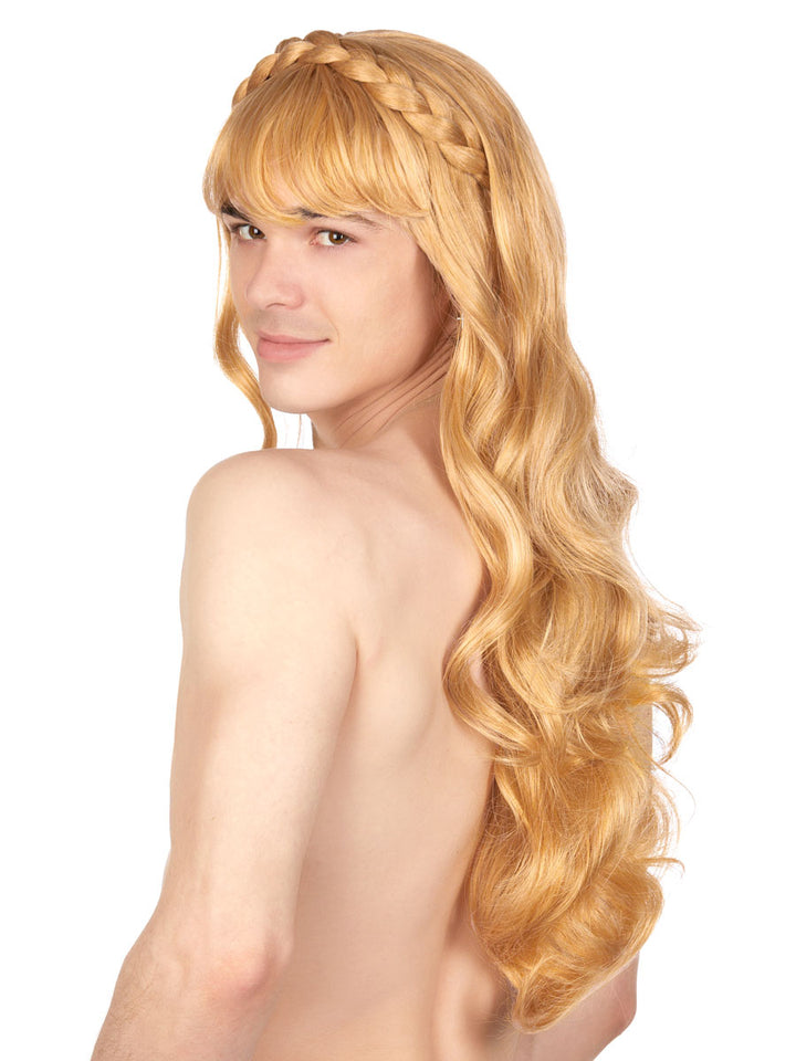 Men's blonde long wavy wig
