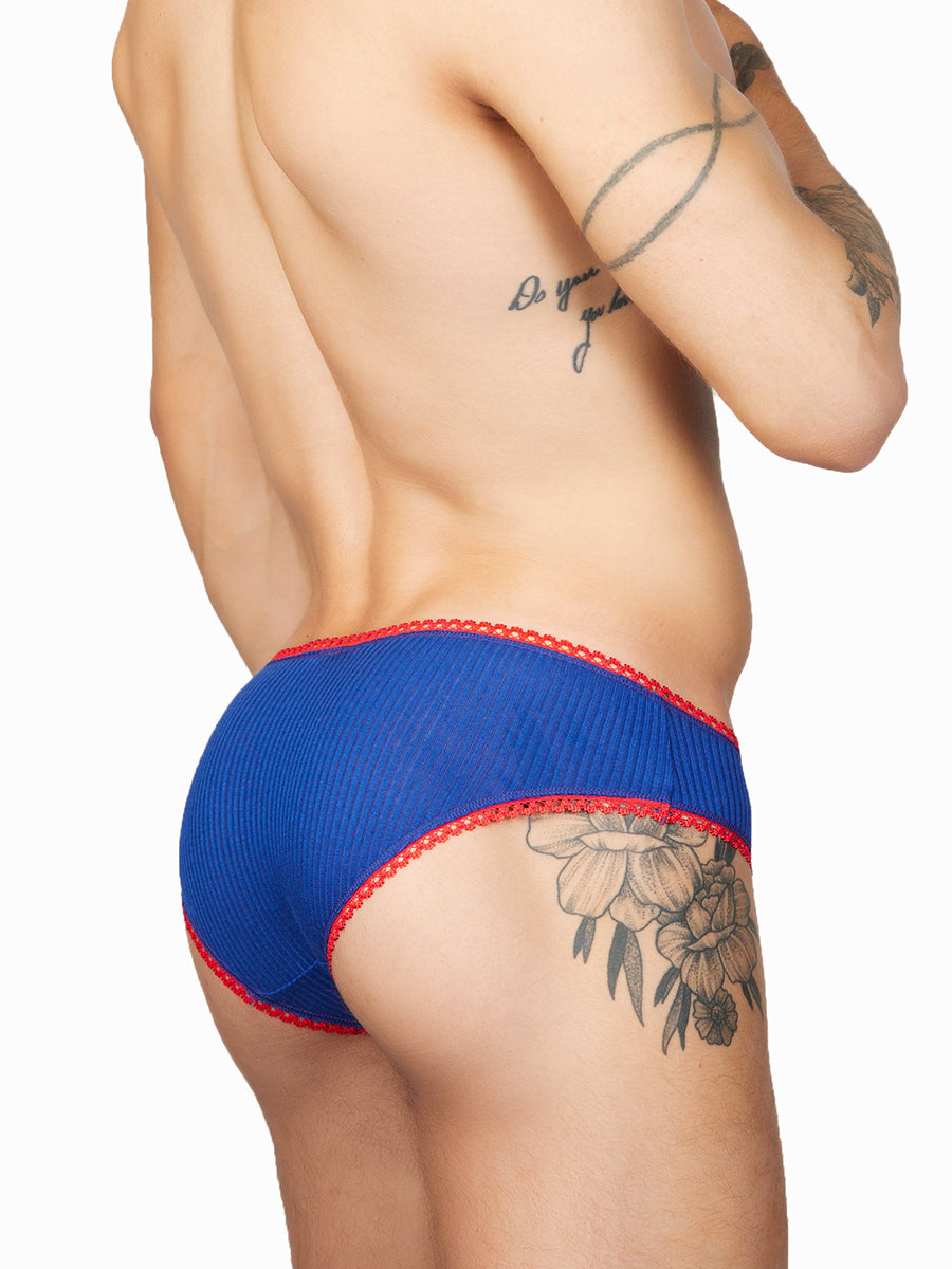 men's blue ribbed picot panties