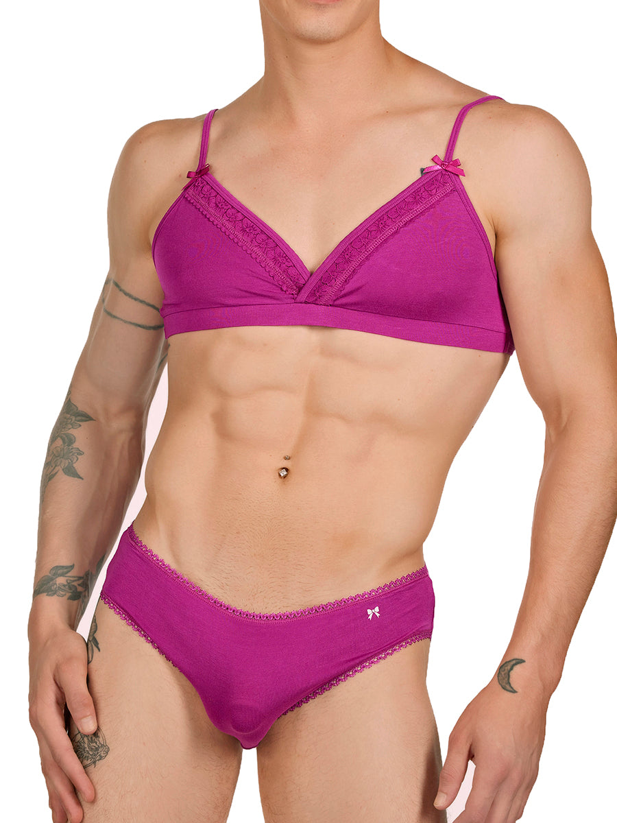 men's pink lace & modal bra - XDress UK