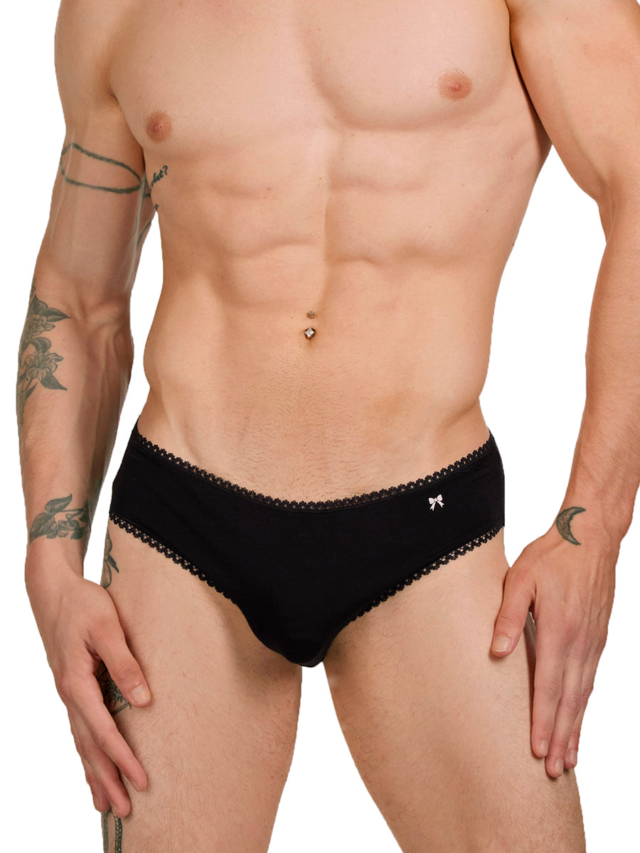 men's black picot panties - XDress UK